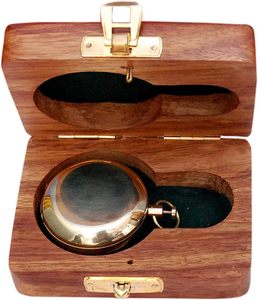 Vintage Brass Nautical <b>Compass</b> with Wooden Box Magnetic Direction Finder <b>Antique</b> Pocket <b>Compass</b> for Hiking Camping Travel - Product Image 6