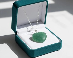 Green Quartz Heart Pendant <b>Necklace</b> Handmade <b>Boho</b> Crystal Jewelry Healing Energy Stone Gift for Women Fashion Jewelry - Product Image 3