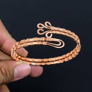 Pure <b>Copper</b> Ethnic Bracelete Twisted Wire Wrapped Adjustable Jewelry - Product Image 5