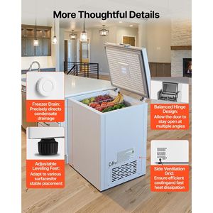 Congélateur compact de 5 pieds cubes avec porte supérieure à ouverture libre et 2 paniers amovibles, congélateurs coffres réglables - Product Image 6