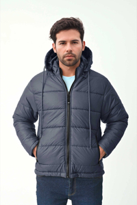 Custom Front Hooded Collar Black Oversized Soft Nylon Puffer Men's <b>Jackets</b> <b>Waterproof</b> Breathable Extremely <b>Warm</b> Winter Wear OEM - Product Image 2