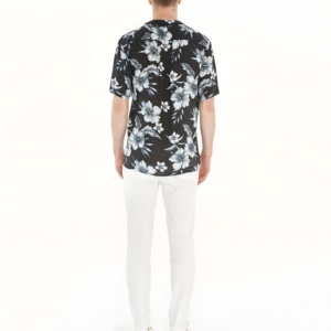 Chemise hawaïenne décontractée pour homme, coupe ample, sans repassage, à manches courtes, avec logo personnalisé, idéale pour l'été, les vacances tropicales et la plage - Product Image 6
