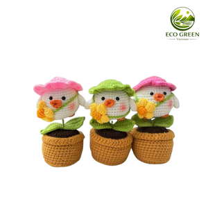 Crochet Flower Pot Animal <b>Doll</b> Handmade Yarn Plush Cute Home Decoration Emotional Support Toy for Adults - Product Image 2