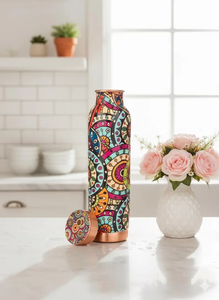 Matte Printed Modern Copper Water <b>Bottle</b> Handmade Polished Copper <b>Flask</b> for Cold Water Storage Travel Office and Sports Use - Product Image 6