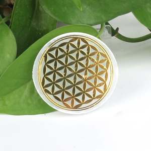 Plaque de Recharge Carrée en Sélénite Blanche Naturelle avec Motif Arbre de Vie Doré Gravé, Plaque de Purification en Cristal pour Guérison Reiki - Product Image 4