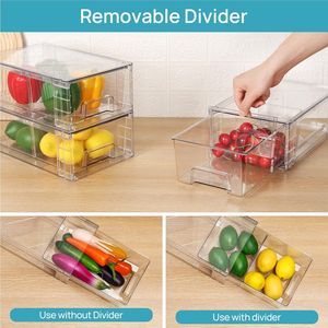 4 Pack <b>Clear</b> Acrylic Stackable Storage <b>Drawers</b> with Handles Easy Assembly Fridge and Bathroom Organizer - Product Image 4