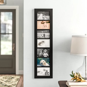 Modern Vertical Wood <b>Photo</b> <b>Frame</b> Wall Display Rectangular Durable <b>Black</b> Finish Multiple Picture Slots - Product Image 1