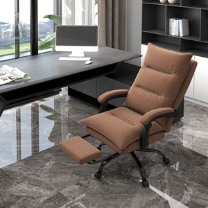 Cozy Brown <b>Heated</b> and Massage <b>Office</b> <b>Chair</b> with 6 Vibration Points Reclining <b>Chair</b> with Footrest Armrest and Padding - Product Image 2