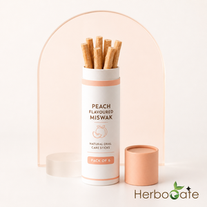 Paquetes de Miswak con Sabor a Durazno, Paquete de 6 Palitos de Cuidado Bucal de Primera Calidad para la Limpieza Diaria de los Dientes, Empaque Individual y al por Mayor - Product Image 1