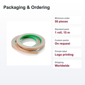 TECHINSTRO เทปทองแดงนำไฟฟ้า 12 มม. x 15 ม. พร้อมกาวนำไฟฟ้าสำหรับป้องกัน EMI ซ่อมแซม PCB สายดิน CFT-0012 - Product Image 2