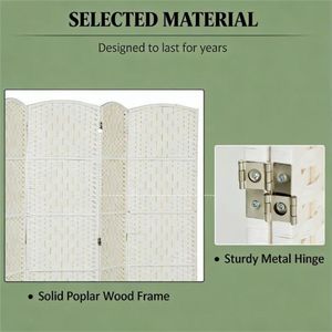White 6-Foldable Privacy Screens & <b>Room</b> <b>Divider</b> - Product Image 2