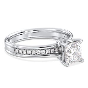 Anillos solitarios de moissanita de 1.56 quilates con corte princesa en oro sólido de 14K de REYES, gran oferta, para mujer, regalo de aniversario personalizado, joyería fina. - Product Image 3