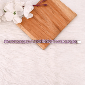 Luxury Purple Amethyst Tennis <b>Bracelet</b> Handmade 925 Silver Jewelry for Unisex - Product Image 2