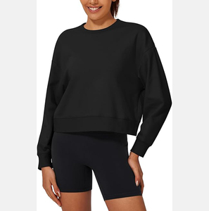เสื้อสเวตเชิ้ตคอกลมสีดำสำหรับผู้ชาย ผ้าฝ้าย 100% ทรงปกติ สีพื้น เรียบง่าย สวมใส่สบายในฤดูหนาว สามารถสกรีนโลโก้ด้านหน้าได้ - Product Image 5