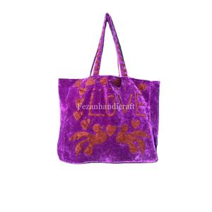 Bolsas de Compras de Verano para Mujer, Bordadas a Mano con Tela de Terciopelo, Estilo Suzani, Tamaño 18x18, Bordado Uzbeko, Estilo Boho, para Uso Diario - Product Image 1