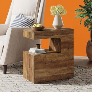 Tavolino a C da 65 cm, Tavolino da Salotto Stile Rustico per Divano con 2 Ripiani Portaoggetti, 1 Pezzo - Product Image 2