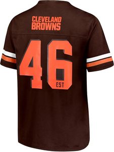 Maillot marron des Cleveland Browns avec logo de casque orange et numéro 46, en polyester durable - Product Image 3