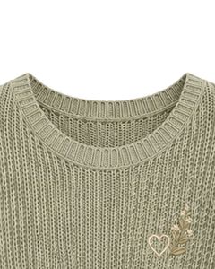 Suéter Corto de Punto Holgado para Mujer, Color Verde Oliva, Manga Corta, Transpirable, Ligero, Informal, para Verano - Product Image 6