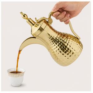 Modern Gold Plated Stainless Steel Arabic Dallah Coffee <b>Pot</b> Traditional Hammered Design Arabian Teapot for Home Hotel Supply - Product Image 4
