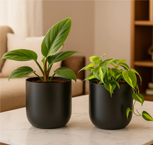 Metal Planter Pot And Stand Balcony Rustic Metal Planter Pot Metal Flower Stand With Round Planter Pot <b>For</b> Indoor - Product Image 4