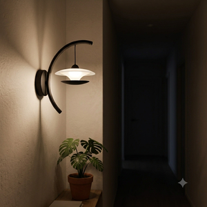 Modern Wall Lamp Iron Curved Arm White Drum Shade E27 <b>LED</b> 3000K Warm <b>Light</b> Dimmable Indoor Living Room Fixture - Product Image 5
