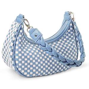 <b>Woven</b> Bohemian Handbag Women Faux <b>Leather</b> Fashionable Shoulder <b>Bag</b> Checkerboard Pattern Braided Strap - Product Image 2