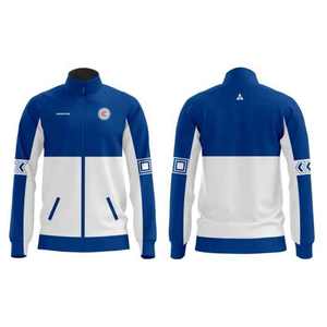 Veste de danse unisexe pour enfants à manches longues avec fermeture éclair, en spandex/polyester, design dégradé gris, rouge et blanc, pour l'entraînement et la scène - Product Image 3