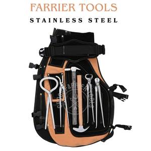Kit d'outils de ferrage professionnel avec marteau de ferrage, cisaille à sabots, tire-clous, pince à sabots courbée, testeur de douleur et tablier de sécurité - Product Image 3
