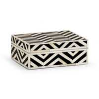 Boîte de rangement décorative rectangulaire en bois bleu floral, faite à la main, moderne, élégante, durable, sans danger pour les aliments, non toxique, avec incrustation d'os – Meilleure vente