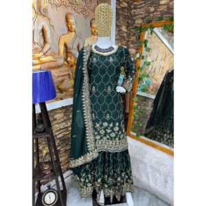 Designer Women's Party Wear <b>Set</b> Top with Plazzo Dupatta Featuring Real <b>Mirror</b> Work - Product Image 5