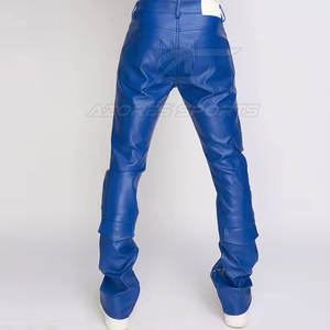 Pantalon en cuir pour homme, coupe slim, taille mi-haute, léger, respirant, écologique, couleur foncée - Jambe droite moderne, décontracté, tendance, pour le quotidien - Product Image 3