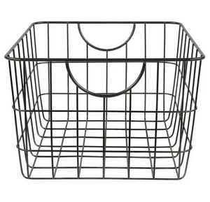 Cesta de Almacenamiento de Alambre Negro Intenso, Contenedor Metálico Rectangular con Asas Integradas, Organizador para Despensa, Baño y Cocina - Product Image 1