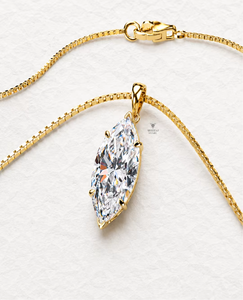 Collier solitaire en or massif 14K 18K plaqué rhodium avec diamant de laboratoire taille marquise 0,50-5,00 CT DEF VVS certifié IGI 16 pouces - Product Image 2