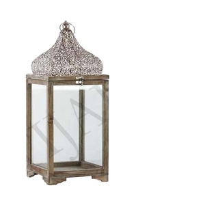 Linterna de Metal de madera marroquí de Venta caliente para candelabros y tarros de decoración del hogar de Bodas de lujo - Product Image 1