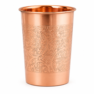Ensemble de gobelets en cuivre de designer, embossés, style antique, en cuivre pur, qualité export, pour l'eau potable - Product Image 1