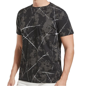 Camiseta Deportiva Transpirable para Hombre 2026, con Estampado Geométrico, Tejida, Casual, de Manga Corta, Cuello Redondo, Negra con Líneas Blancas - Product Image 6