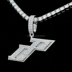 Pendentif Double CP personnalisé avec VVS Moissanite Glace Bijoux Hip Hop en argent plaqué or pour les fêtes avec pierre principale en diamant - Product Image 2