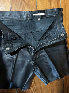 CUSTOM Baggy Men's Genuine Leather <b>Shorts</b> Black Casual Club <b>Rave</b> Pockets Dot Print Beading Zipper Fly Mid ODM Knee-Length Soft - Product Image 3