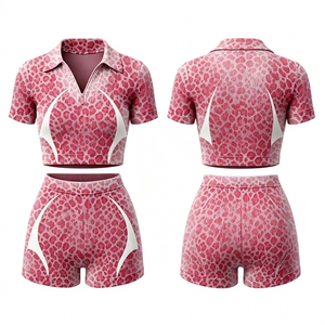 2026 Spring Casual Streetwear Women's Print Cotton Two-Piece <b>Set</b> Short-Sleeve Short Top Knee Shorts Breathable Non-Pilling - Product Image 6