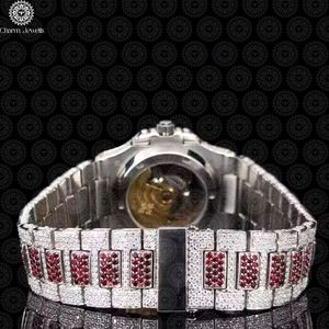 Reloj Redondo de Acero Inoxidable para Mujer Charm_Jewells con Bisel de Rubí, Cristal de Zafiro, Cuarzo Analógico, Lujoso y Moderno, 40 mm - Product Image 4