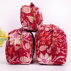 Handmade Luxury Eco-Friendly Large Cotton Quilted Multicolor Cosmetic <b>Makeup</b> Bag Wholesale <b>Organizer</b> Skin Care Storage - Product Image 2