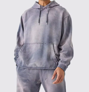 Men’s Vintage Washed <b>Tie</b> Dye Tracksuit – Oversized Hoodie & Wide Leg Sweatpants Casual Streetwear 2 Piece Set - Product Image 5