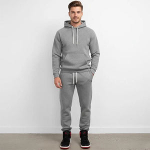 Ensemble de survêtement gris en polaire pour homme, sweat à capuche et pantalon de jogging imprimé, style streetwear Ralph, de bonne qualité, avec logo personnalisé - Product Image 2