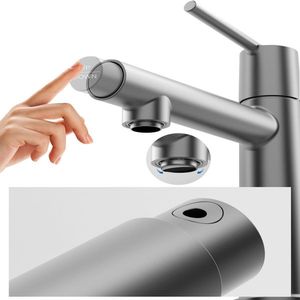 Rubinetto da Bagno Monocomando Grigio Canna di Fucile con Luce LED, Montaggio su Piano, 1-3 Fori, Modalità Flusso Fontana, Doppia Funzione, per Lavanderia - Product Image 4