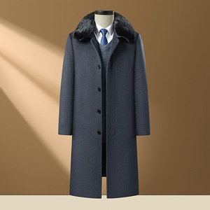 Winter Fashion Plus Size Trench Coat <b>Jacket</b> Warm Cashmere Solid Color Fleece <b>Long</b> Sleeve <b>Men's</b> Coats - Product Image 5