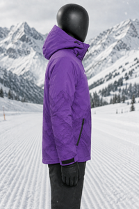 Veste de ski pour homme de couleur violette, imperméable, à capuche, avec fermeture éclair, logo personnalisé sur le devant, veste de ski synthétique pour homme en vente, design unique - Product Image 4