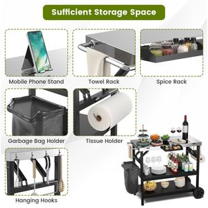 Carrello Pieghevole a 2 Ruote e 3 Ripiani per Esterni con Porta Telefono - Product Image 5