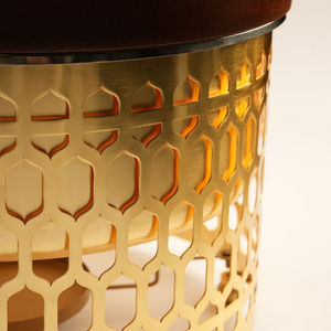 Handcrafted Metal Cut-Work Hot Pot with Wood Lid Laser Cut Jaali Design Serving Dish Premium Gold Finish Tabletop Food Warmer - Product Image 3