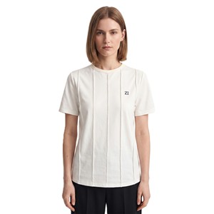 Custom Beige 100% Cotton Tee Women's Shirts Pleated Vertical Seam Short Sleeve T-Shirt Y2K Trendy Embroidery Logo Plus Size <b>Tops</b> - Product Image 1