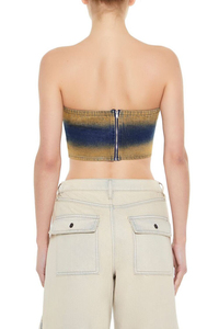 2025 Top Selling <b>Sandblasted</b> Denim Tube Crop Top for Women Plus Size Casual Short Design Breathable With Low MOQ Customization - Product Image 4